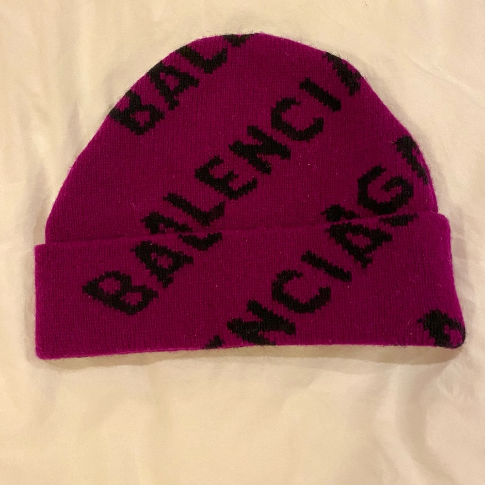 Balenciaga bright eggplant Knit Hat beanie